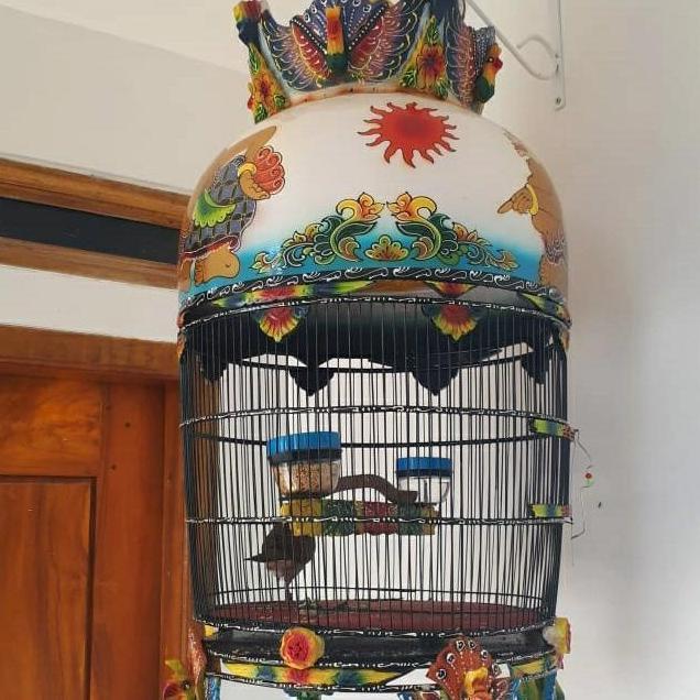 sangkar perkutut mahkota super, motif semar/wayang,naga,dll