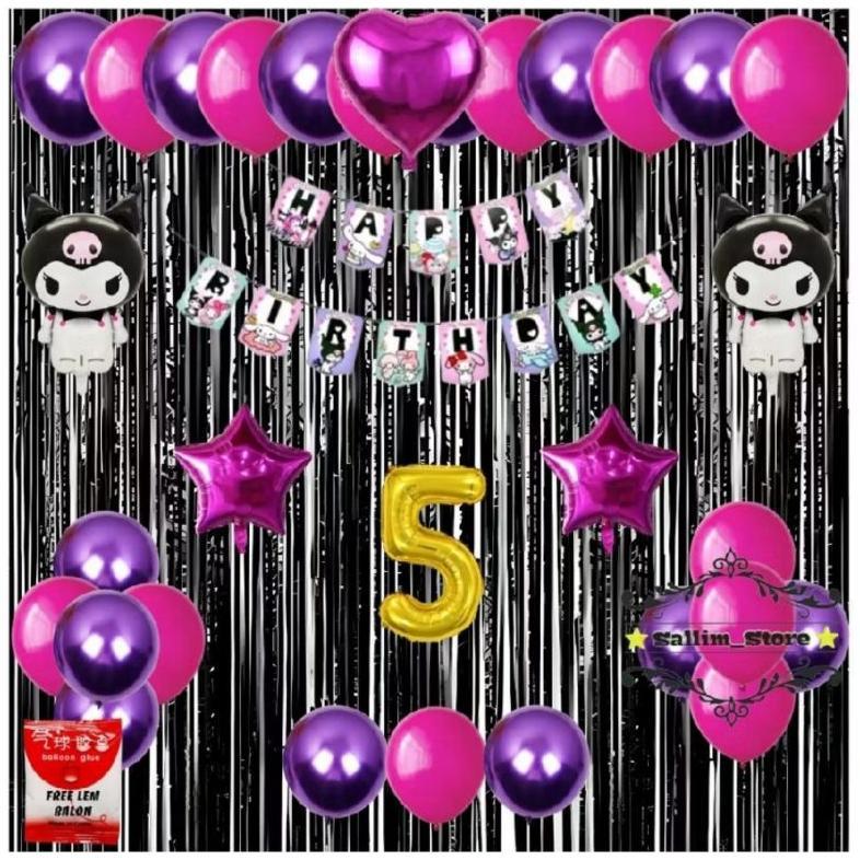 Paket Dekorasi Ulang Tahun Tema Kuromi Anak Perempuan