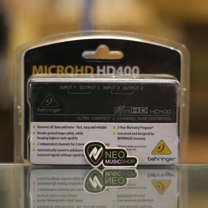 BEHRINGER MICROHD HD400 ULTRA-COMPACT 2-CHANNEL HUM DESTROYER ORIGINAL DAN TERPERCAYA