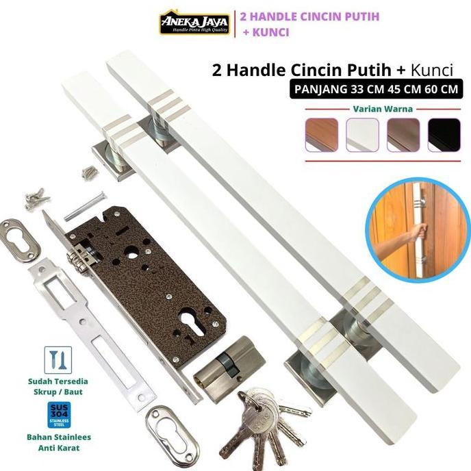 Paket 2 Gagang Pintu Rumah Set Kunci Panjang 33 45 60 cm Handle Pegangan Stainlees Tarikan Kamar Dep