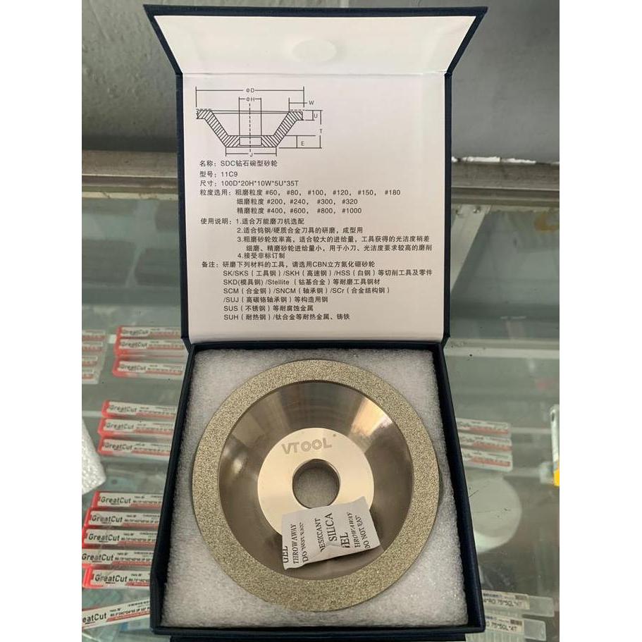 Gerinda Diamond Mangkok CBN Diamond Wheel | Batu Asah Endmill Bor #600