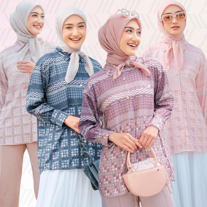 Mylady Pixel Series  atasan  wanita  muslim Basic Cantik Motif Nyaman Baju Panjang Dewasa Kerja