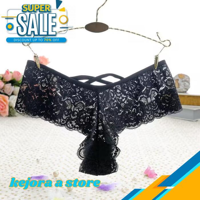CELANA DALAM WANITA LACE THONG SEAMLESS G STRING BRIEF TRANSPARAN 5C151 BY KEJORA STORE