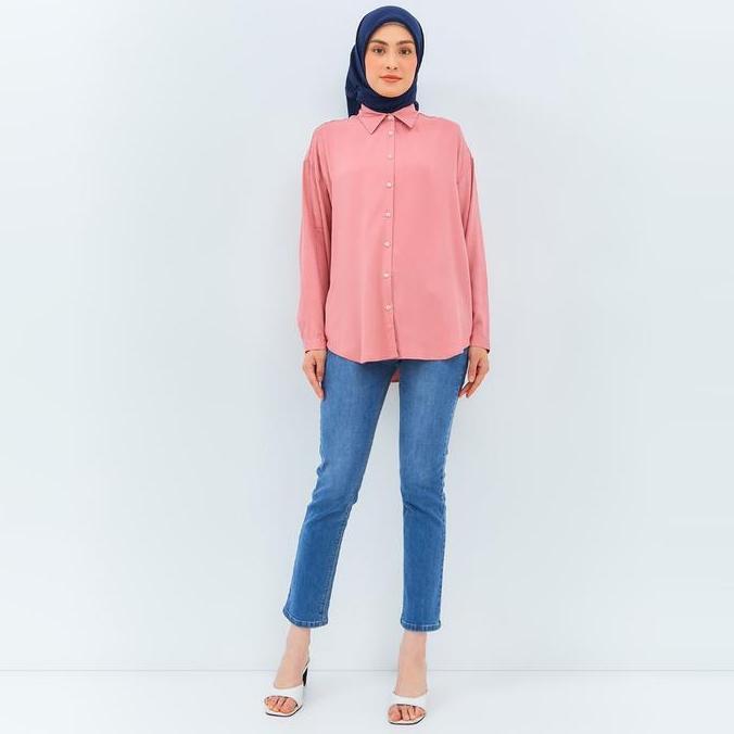 Flamoush Fenela Pink Kemeja Oversize Wanita