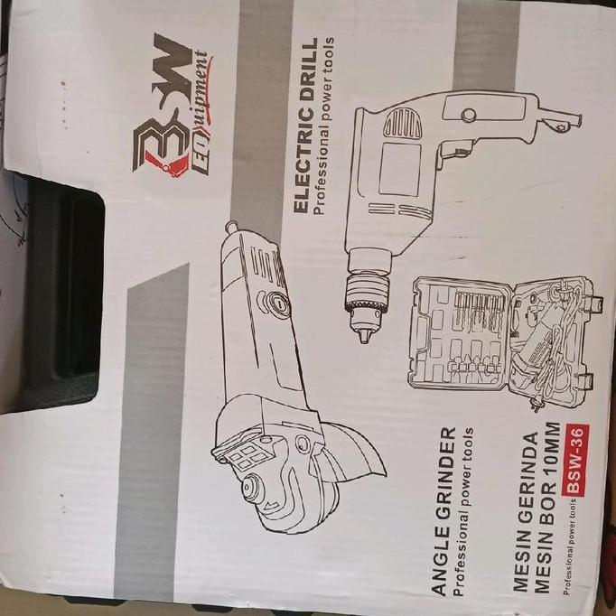 B-W Tools Paket Lengkap Gerinda dan Bor Elektrik dengan Aksesori Komplit Mesin Gergaji dan Mesin Bor