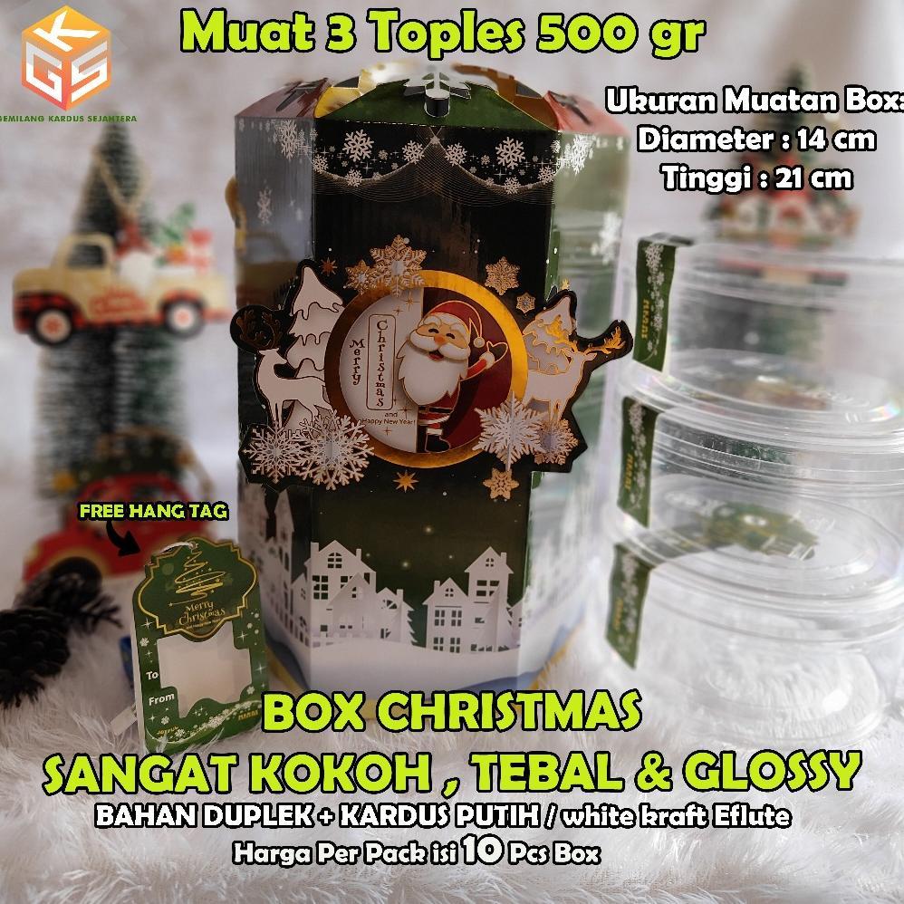 10pcs Box Natal muat 3 Toples 500gr | Box Hampers Natal | Box Hampers Christmas | Box 500GR
