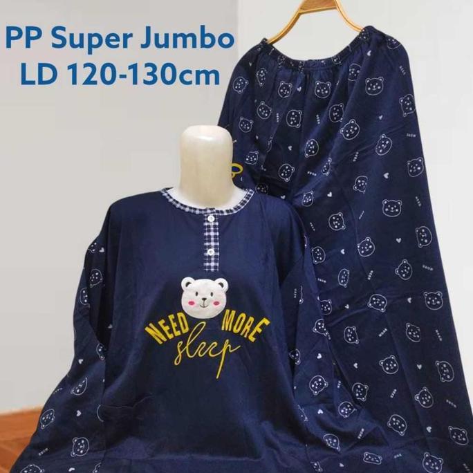 Promo Set PP Baju Tidur Kaos Lengan Panjang Dan Celana Panjang super Jumbo Babydoll Wanita 4XL LD 13