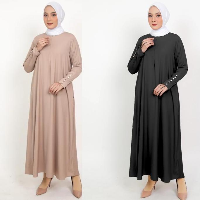 ELZATTA Gamis lengan kancing Gamis dress panjang dewasa baju muslim baju muslim jubah elzatta Terlar