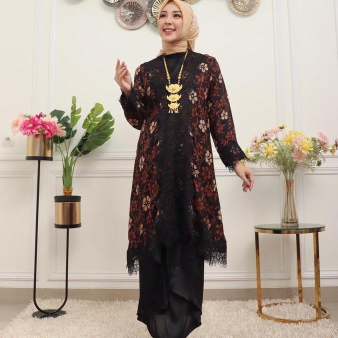 KIRANI SET KAFTAN IKAT VISCOSE PREMIUM GIES 1171 Batik Formal Wanita Kondangan Dress Muslim Outer Me