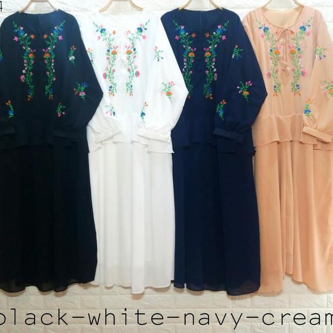 gamis jumbo wanita ceruty bordir Ld 130cm Terlaris