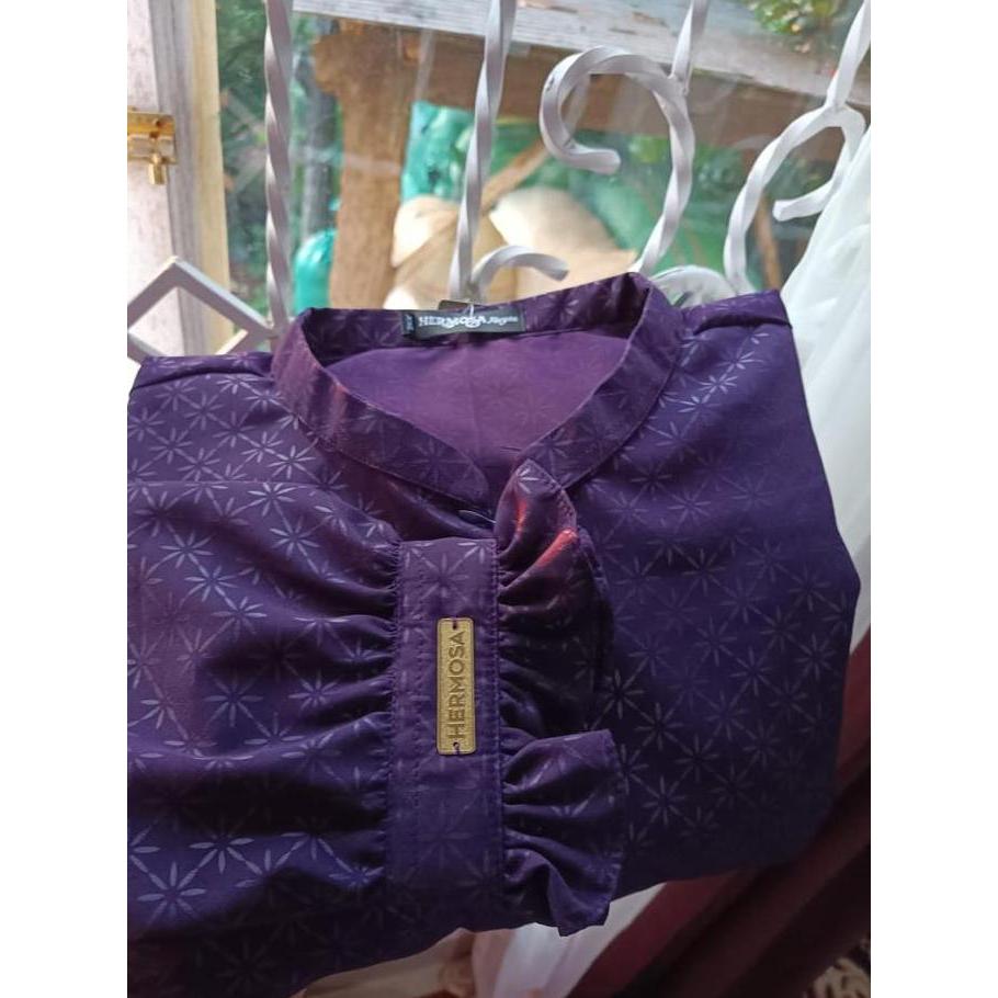 [Gamis hermosa]Gamis hermosa wolfis embos motif starla ungu tua-gamis syari busui premium umbrella 4