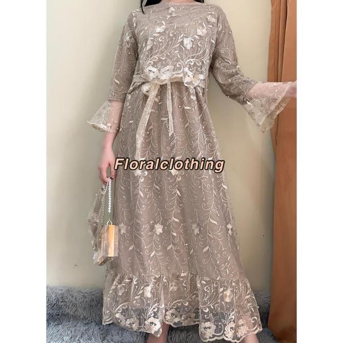 long dress kondangan muslim mewah bahan premium brokat F64 Terlaris