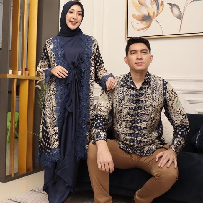 SET COUPLE KAFTAN IKAT VISCOSE PREMIUM GIES Baju Batik Kondangan Pasangan Dress Muslim Wanita Pesta 