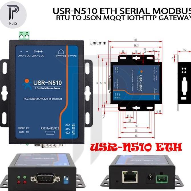 USR N510 CONVERTER MODBUS RTU SERIAL TO ETHERNET  JSON MQQT IOT HTTP GATEWAY SSL TLS ORIGINAL DAN TE