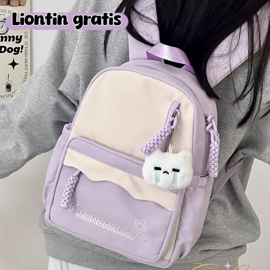 Liontin GratisTas Sekolah Pink/Tas Sekolah Anak Perempuan Smp/Tas Sekolah Perempuan/Tas Ransel Tas W
