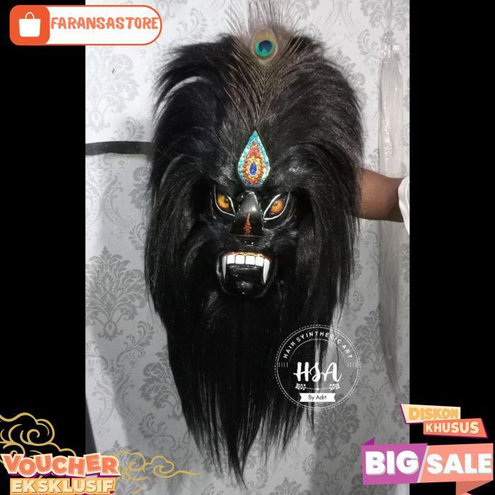 Topeng Ganongan/Topeng Bujang Ganong Mata Kaca Full Hitam [Br 1111]