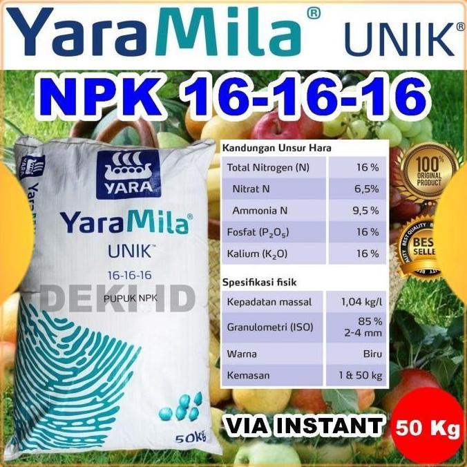 Promo YaraMila Unik 50 Kg Via Instant Pupuk NPK 16 Yara Mila Tanaman COD
