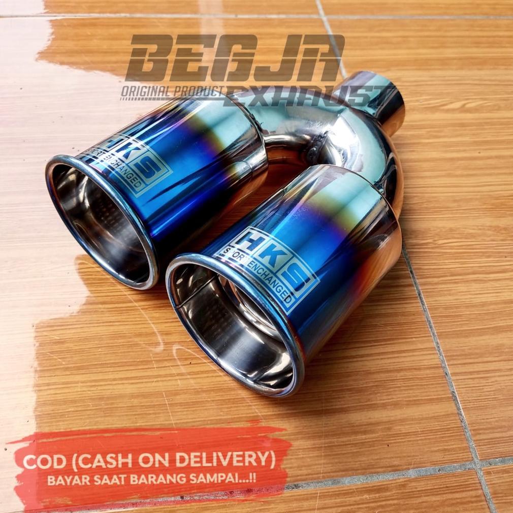 KNALPOT MOBIL RACING HKS CABANG BLUE FIRE SUARA BASS UNIVERSAL MOBIL