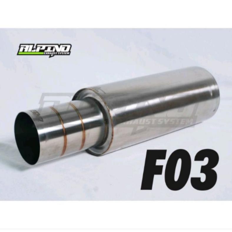 Knalpot ALpino exhaust  F03 polos besar  untuk semua mobil jazz,brio,mobilio,vios,yaris,avanza,xania