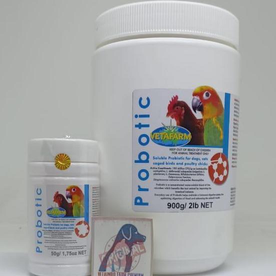 TERLARIS - VETAFARM PROBIOTIK 50GR VITAMIN BURUNG MACAW MURAI AYAM CUCAK IMPORT