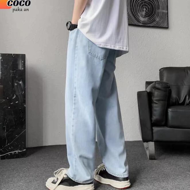 Celana Panjang Pria Jeans Pria Pinggang Karet Celana Kulot Pria Oversize Jeans Panjang Pria Baggy Pa