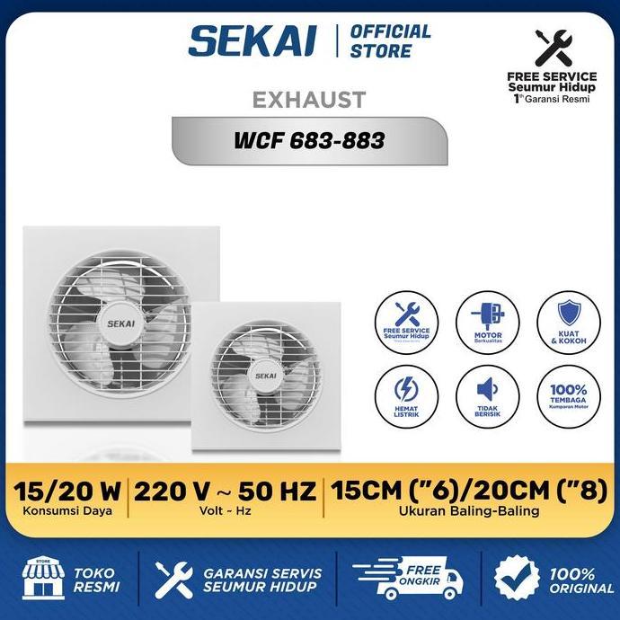 PROMO - SEKAI  Exhaust Fan Dinding / Kipas Angin Hexos 6 Inch / 8 inch - WCF 683 / WCF 883