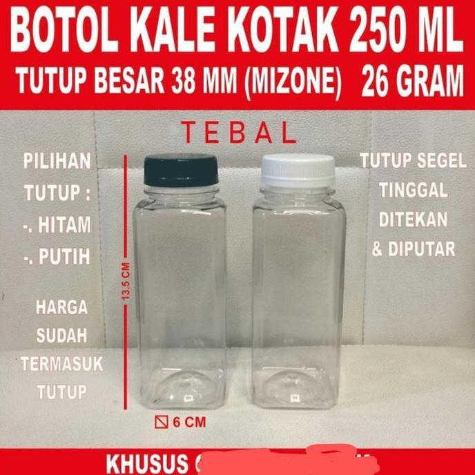 Botol Kale Kotak 250 ml Tebal / Botol Plastik 250 ml Kale Tebal