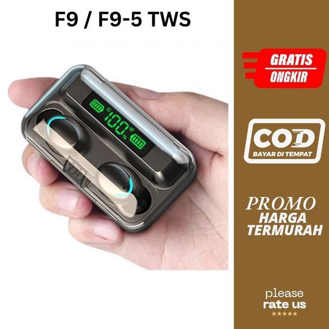 Earphone Bluetooth F9-5 TWS LED Smart Wireless Earphone With Powerbank / Headset Bluetooth F9