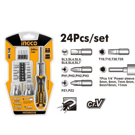 Ratchet Screwdriver 24pcs Set INGCO HKSDB0248 Obeng Socket Multifungsi