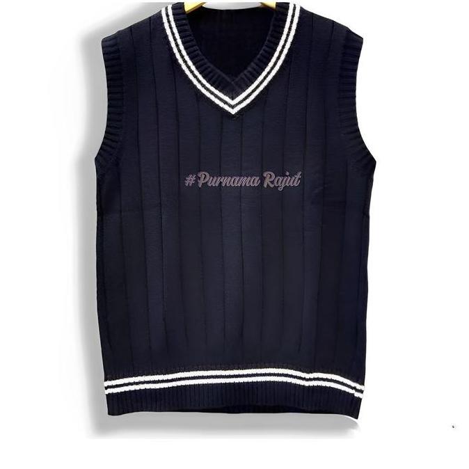 Gratis Bordir Nama Rompi Rajut Atasan Pria Wanita Premium Baju Rajut Outerwear Hitam Sweater Casual 