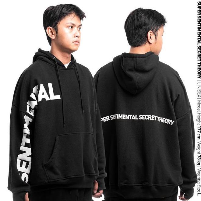 Ssst Cross Long Oversize Hoodie Black Fleece Hitam
