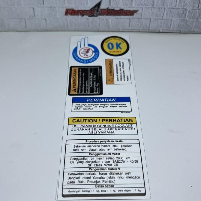 Promo Stiker WARNING INFORMASI sticker PERINGATAN SET MOTOR YAMAHA Termurah COD