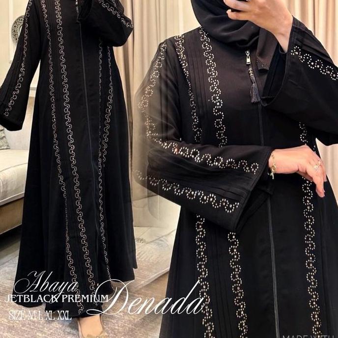 Abaya Black Premium Denada Elegant Gamis Hitam Wanita Muslim Kekinian Size M L Xl Jumbo Xxl Abaya Um