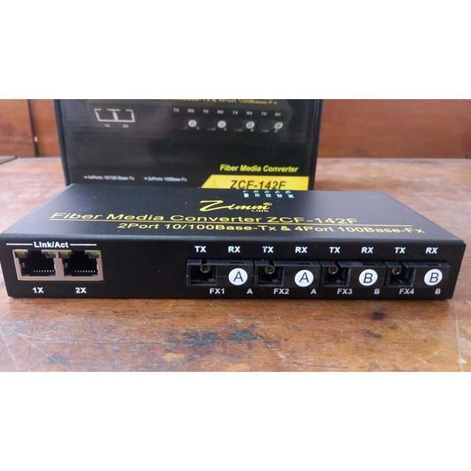 NEW Zimmlink ZCF-142F Media Converter Fiberoptic 4FO to 2LAN 10/10Mbps