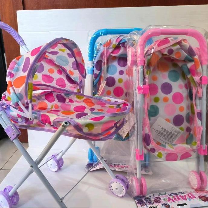 mainan stroller boneka ( TANPA BONEKA) rangka besi Dolls Dorongan