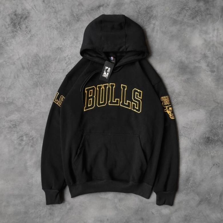 Sweater Hoodie NBA CHICAGO BULLS GOLD Bordir Premium Authentic Full Tag & Label