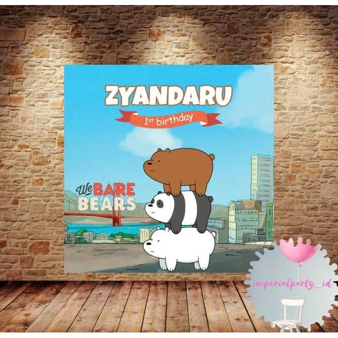 Diskon Custom Backdrop Banner Spanduk Happy Birthday We Bare Bears Beruang
