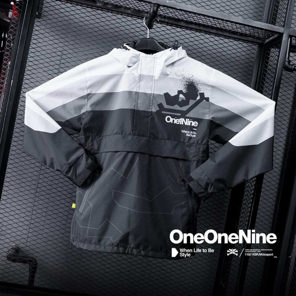 Oneonenine Ksr Jaket Big Pocket Flex White - Jaket Motor Sport Camo Polyester Waterproof