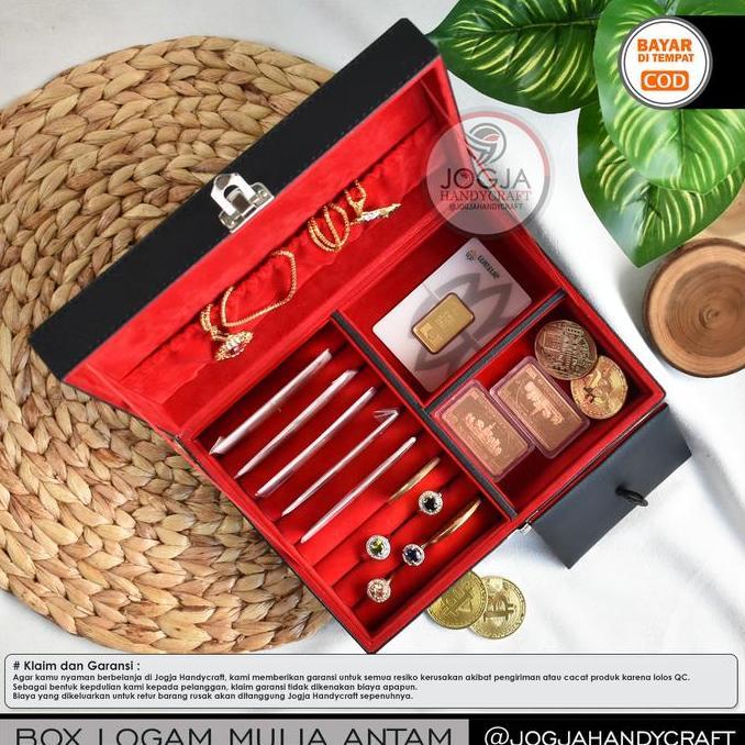 NEW Kotak Emas Berkualitas Muat Banyak / Tempat Emas Kayu Penyimpanan Kulit TKP