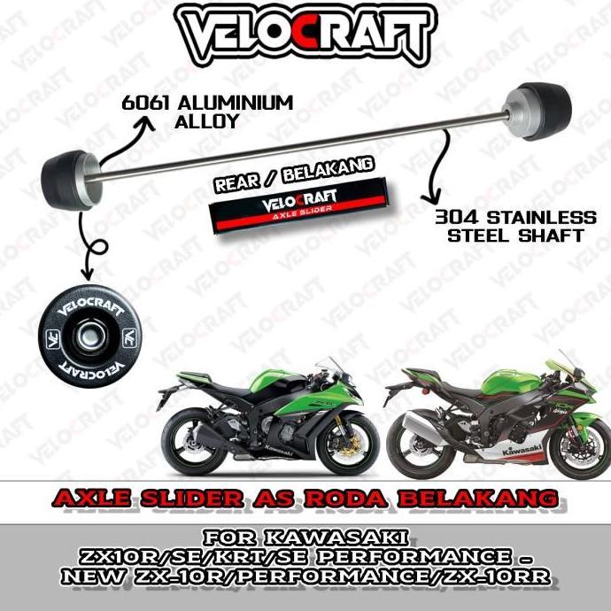 Axle Slider Velocraft As Roda Rear / Belakang Kawasaki K006 ZX-10R ZX10 R ZX10R ZX 10R ZX-10R SE ZX-