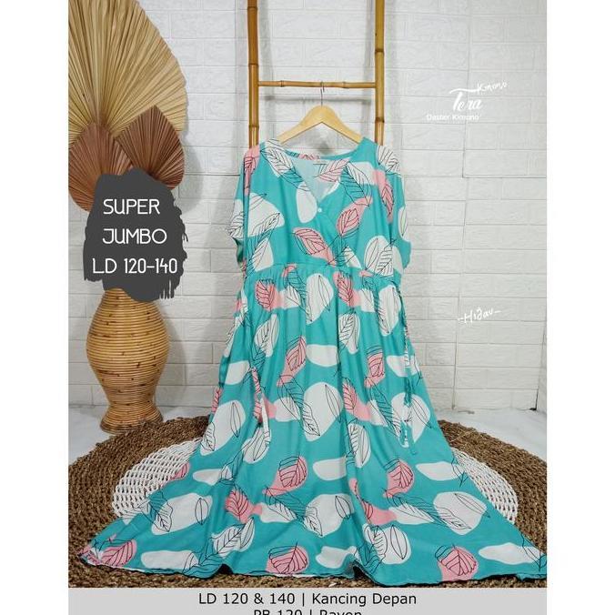 Daster Kimono Jumbo Ld 140 Ld 130 Ld120 Kimono Super Jumbo Big Size Wanita Busui Bumil Katun Rayon V