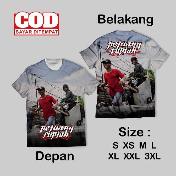 Kaos FullPrint Motif Unik Pejuang Rupiah Terbaru | Kaos AOP Motif Pejuang Rupiah Depan Belakang