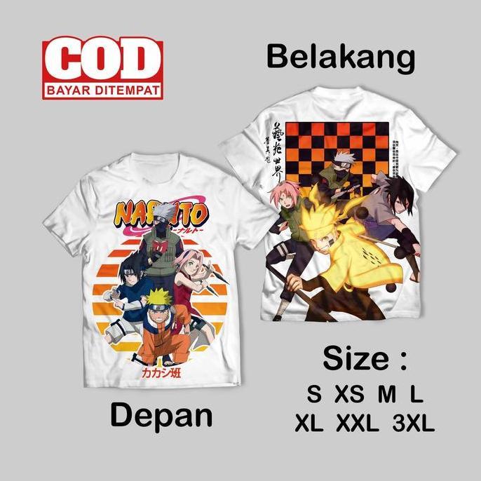 Kaos FullPrint Anime Jepun Shippuden | Kaos AOP Naruto Team 7 Depan Belakang