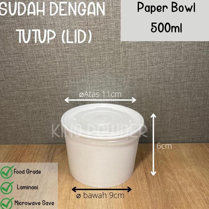 KHUSUSOJOL Paper Bowl 360ml/500/650/800/Rice Bowl/Tempat Nasi/BOWL+LID