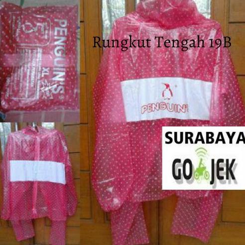jas hujan Pinguin polkadot setelanan celana