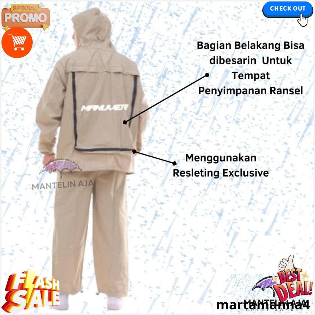 Jas Hujan Ransel Mantel Setelan Dewasa Pria Wanita Backpack Jumbo Bahan Tebal Premium Bisa Cod