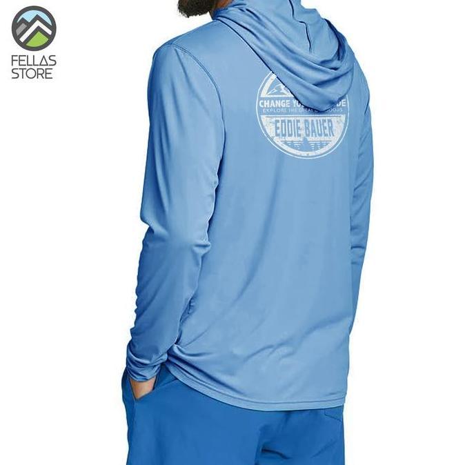 Grosir Eddie Bauer - Long Sleeve Hoodie Graphic Change Your Altitude Sky Blue