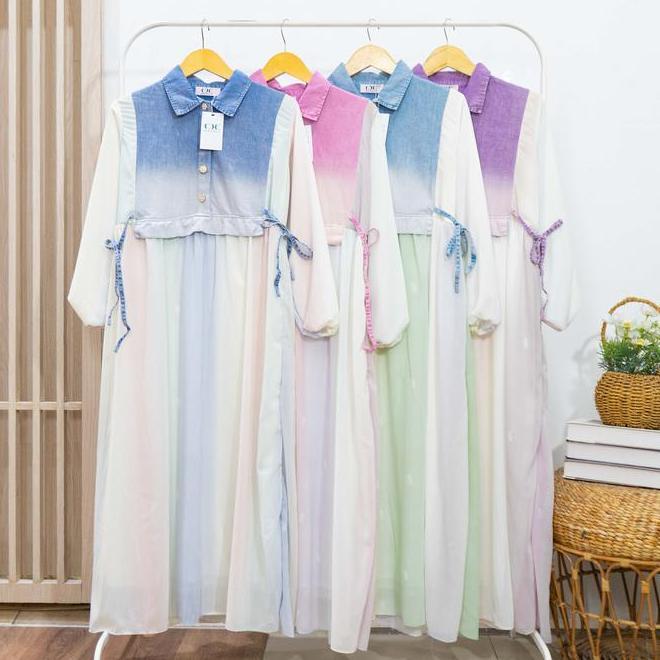 Malcera Midi Dress Ibu Dan Anak - Gaun Wanita Ibu Dan Anak Two Tone