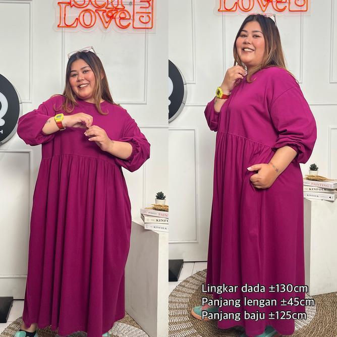 Dress Big Size Jumbo Vlowy Ruffle Femonritch Cotton Premium