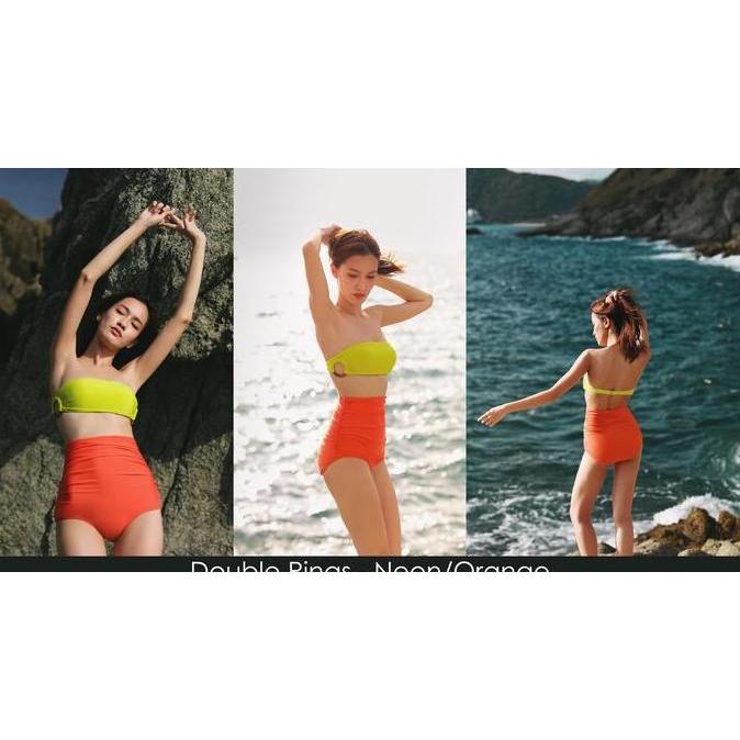 Swimsaic Double Rings Bikini - Pistachio/Beige, Neon/Orange
